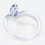 0.8ct Marquise Cut Lab Sapphire Ring Chevron Pavé Engagement Rings in White Gold