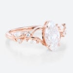 1ct Marquise Cut Moissanite Ring Botanical Twig Engagement Rings in Rose Gold