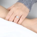 1ct Classic Marquise Moissanite Ring Cluster Engagement Rings in White Gold