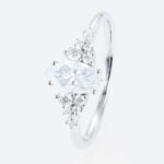 1ct Classic Marquise Moissanite Ring Cluster Engagement Rings in White Gold