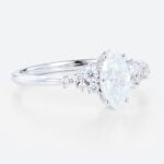 1ct Classic Marquise Moissanite Ring Cluster Engagement Rings in White Gold