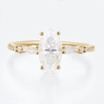 1ct Marquise Moissanite Promise Ring Unique Cluster Engagement Rings in Yellow Gold