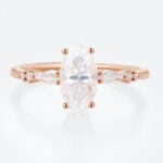 1ct Marquise Moissanite Promise Ring Unique Cluster Engagement Rings in Rose Gold