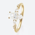 1ct Marquise Moissanite Promise Ring Unique Cluster Engagement Rings in Yellow Gold