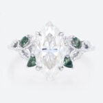 2 Carat Marquise Cut Moissanite Ring with Scrollwork Leaf Accents in White Gold