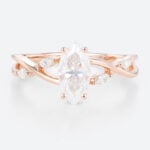1ct Marquise Moissanite Ring​ Simple Intertwined Engagement Rings in Rose Gold