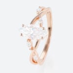 1ct Marquise Moissanite Ring​ Simple Intertwined Engagement Rings in Rose Gold