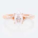 Marquise Moissanite Bridal Ring Ribbon Swirl Engagement Rings in Rose Gold