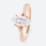 Marquise Moissanite Bridal Ring Ribbon Swirl Engagement Rings in Rose Gold