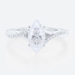 Marquise Moissanite Bridal Ring Ribbon Swirl Engagement Rings in White Gold