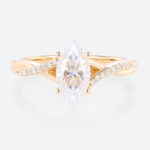 Marquise Moissanite Bridal Ring Ribbon Swirl Engagement Rings in Yellow Gold