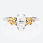 1ct Marquise Moissanite Ring​ Nature Inspired with Citrine Accents in White Gold
