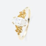 1ct Marquise Moissanite Ring​ Nature Inspired with Citrine Accents in Yellow Gold