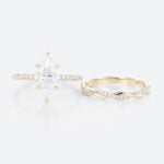 1.5ct Marquise Moissanite Pavé Ring Set with Fully Twisted Band in Yellow Gold