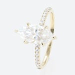1.5ct Marquise Moissanite Ring Pavé Engagement Rings 6-Claw Prong in Yellow Gold