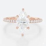 1.5ct Marquise Moissanite Ring Pavé Engagement Rings 6-Claw Prong in Rose Gold