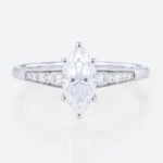 1ct White Gold Moissanite Engagement Rings​ Marquise Cut Tapered Cluster Bridal Ring