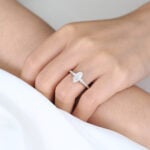 1ct White Gold Moissanite Engagement Rings​ Marquise Cut Tapered Cluster Bridal Ring