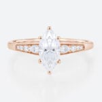 1ct Rose Gold Moissanite Engagement Rings​ Marquise Cut Tapered Cluster Bridal Ring
