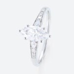 1ct White Gold Moissanite Engagement Rings​ Marquise Cut Tapered Cluster Bridal Ring