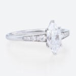 1ct White Gold Moissanite Engagement Rings​ Marquise Cut Tapered Cluster Bridal Ring