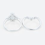 1ct Marquise Moissanite Ring Set with Vintage Curved Wedding Band in White Gold
