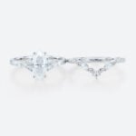 1ct Marquise Moissanite Ring Set with Vintage Curved Wedding Band in White Gold