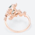 1ct Marquise Moss Agate Engagement Ring Botanical Bridal Ring in Rose Gold