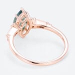 0.9ct Marquise Moss Agate Ring Unique Bridal Ring with Diamond Accents in Rose Gold