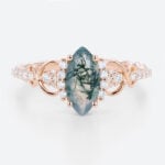 0.9ct Infinity Moss Agate Engagement Ring​ Marquise 3/4 Twisted Band in Rose Gold