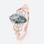 0.9ct Infinity Moss Agate Engagement Ring​ Marquise 3/4 Twisted Band in Rose Gold