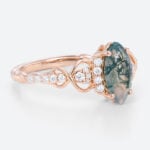 0.9ct Infinity Moss Agate Engagement Ring​ Marquise 3/4 Twisted Band in Rose Gold
