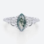 Marquise Cut Moss Agate Infinity Engagement Ring with 34 Twisted Band (7)