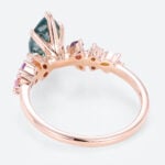 0.9ct Marquise Moss Agate Engagement Ring with Multi Gem Accents in Rose Gold