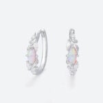 Marquise Cut Opal Enchanted Vine Huggie Earrings with Lab Diamond Accents