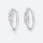 Marquise Cut Opal Hoop Earrings Enchanted Vine Huggie Earrings in White Gold