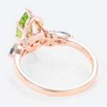 Marquise Cut Peridot Ring 1.4ct Unique Vineyard Engagement Ring in Rose Gold