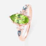 Marquise Cut Peridot Ring 1.4ct Unique Vineyard Engagement Ring in Rose Gold