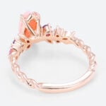 Marquise Pink Opal Ring 3/4 Twisted Engagement Ring with Multi Gem in Rose Gold