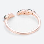 Multicolored Gems Leaf-Inspired Wedding Ring Open Stackable Ring in Rose Gold