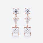 3.2ct Lab Diamond Drop Earrings​ Triple Stone Geometric Drop Earrings in Rose Gold