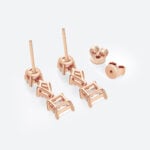 3.2ct Lab Diamond Drop Earrings​ Triple Stone Geometric Drop Earrings in Rose Gold