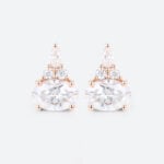 1ct Oval Cut Lab Diamond Stud Earrings for Women Elegant Cluster Earrings in Rose Gold