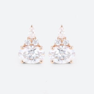 1ct Oval Cut Lab Diamond Stud Earrings for Women Elegant Cluster Earrings in Rose Gold