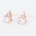 1ct Oval Cut Lab Diamond Stud Earrings for Women Elegant Cluster Earrings in Rose Gold