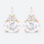 1ct Oval Cut Lab Diamond Stud Earrings for Women Elegant Cluster Earrings in Yellow Gold