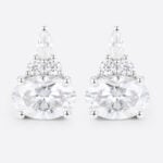 1ct Oval Cut Lab Diamond Stud Earrings for Women Elegant Cluster Earrings in White Gold