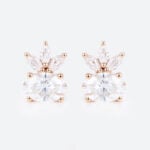 1ct Oval Lab Diamond Stud Earrings with Marquise Diamond Accented in Rose Gold