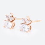 Oval Lab Diamond Stud Earrings with Marquise Diamond Accented in Rose Gold