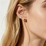 1.5ct Oval Cut Lab Ruby Stud Earrings Victorian Ornate Earrings in Yellow Gold